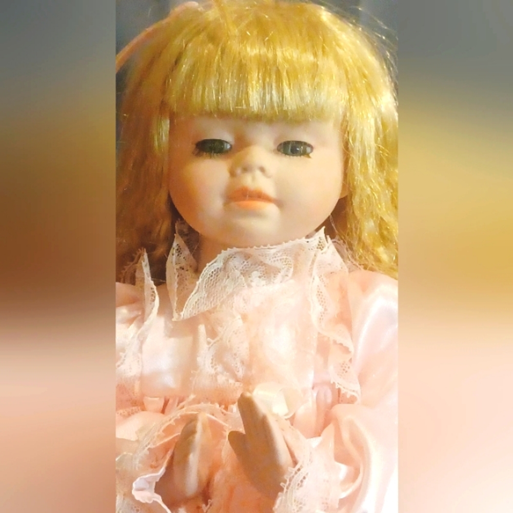 Praying Porcelain Pink Lace Doll